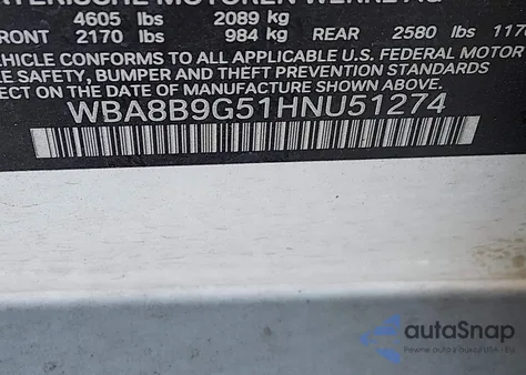 2017 BMW 330I z USA, uszkodzony, nr VIN WBA8B9G51HNU51274